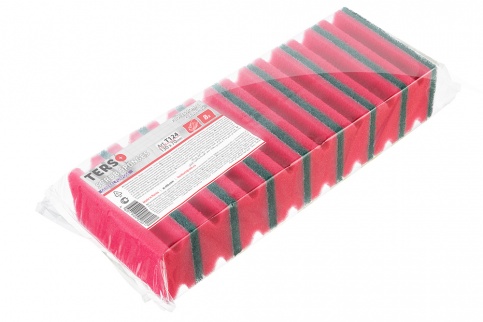 Scouring sponge 130x70 mm TERSO red, nail grip, heavy-duty